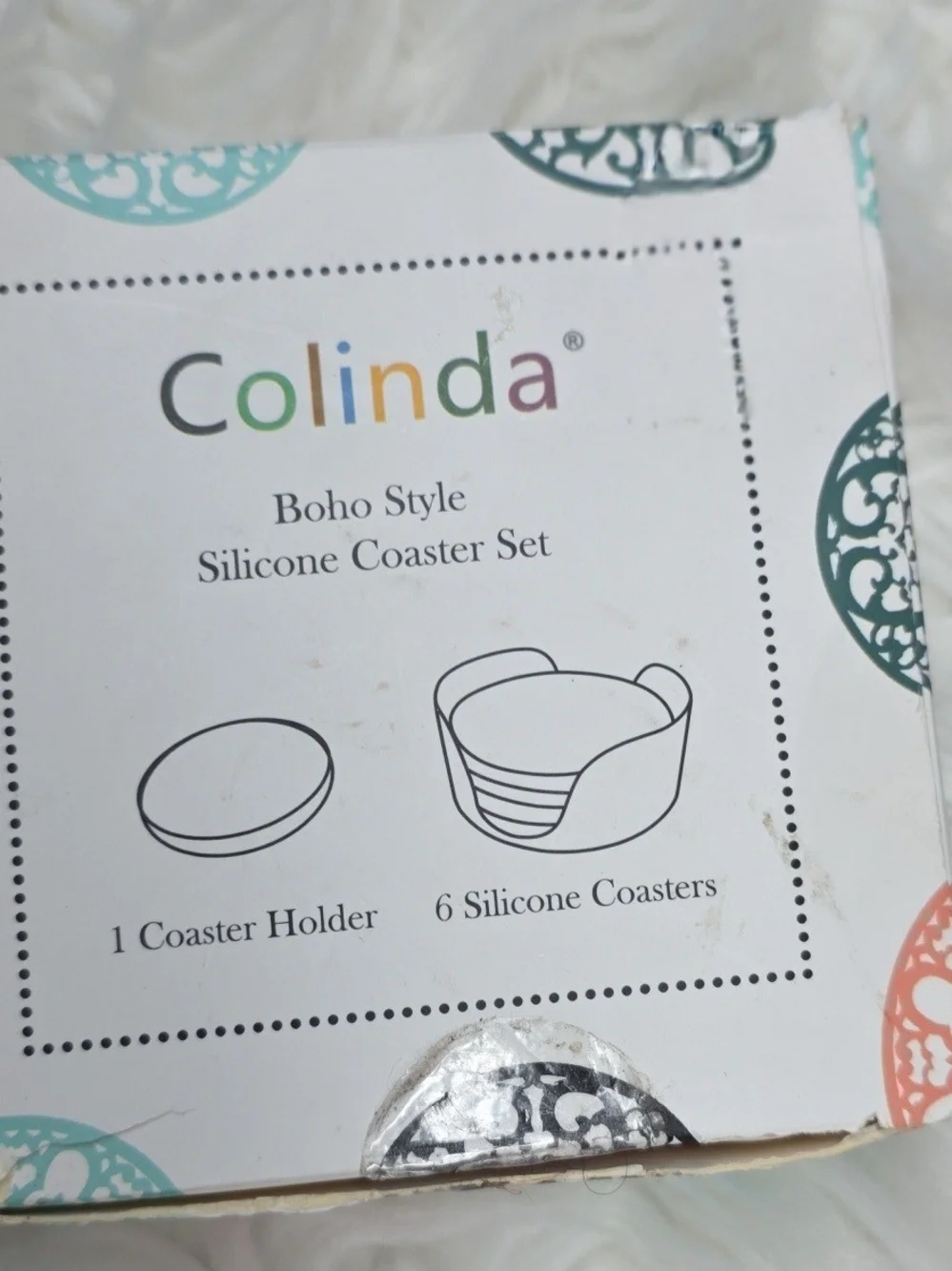Pink Silicone Decorative Coaster Set with Holder